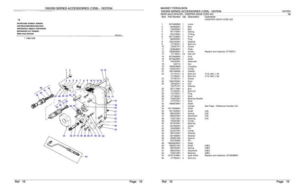 Massey Ferguson 100 200 Series Accessories 1259 Parts Catalog 1637034 2
