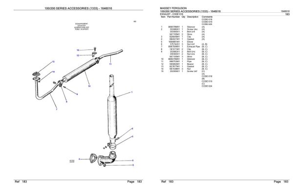 Massey Ferguson 100 200 Series Accessories 1333 Parts Catalog 1646016 2