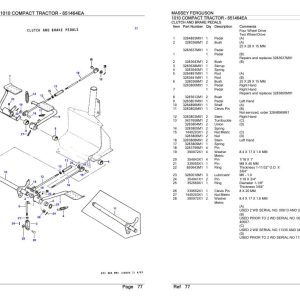 Massey Ferguson 1010 Compact Tractor Parts Catalog 651464EA 1