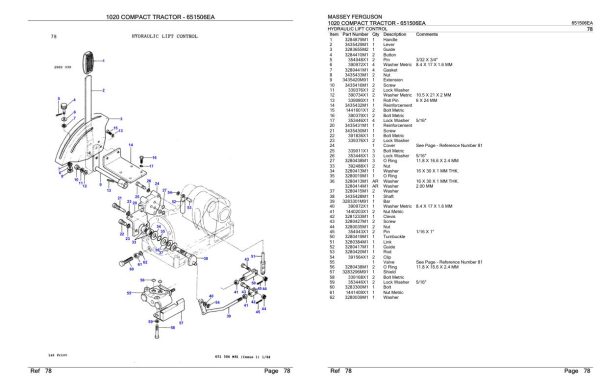 Massey Ferguson 1020 Compact Tractor Parts Catalog 651506EA 2