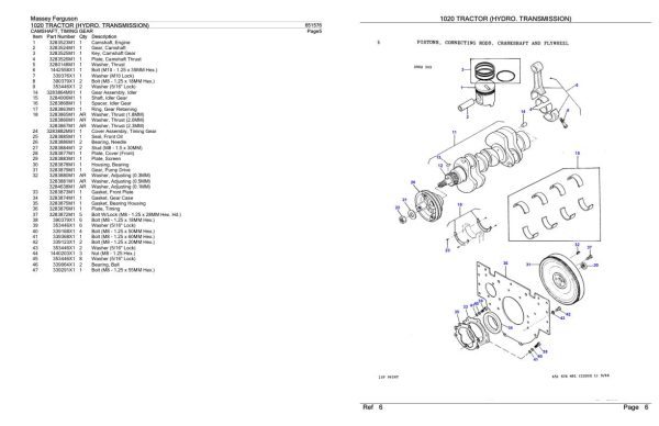 Massey Ferguson 1020 Tractor Hydro. Transmission Parts Catalog 651576 2