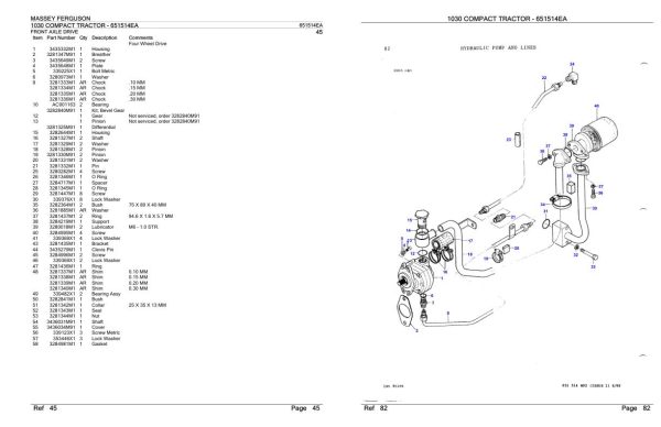 Massey Ferguson 1030 Compact Tractor Parts Catalog 651514EA 2