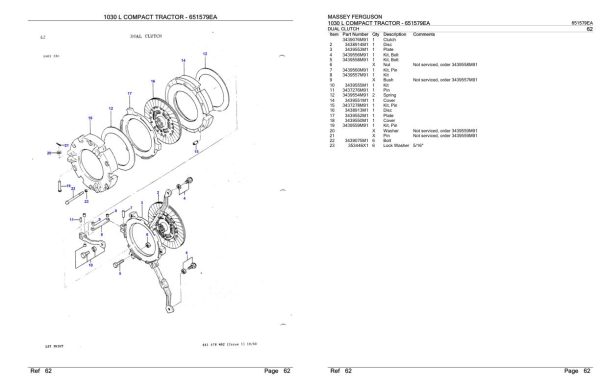 Massey Ferguson 1030 L Compact Tractor Parts Catalog 651579EA 1