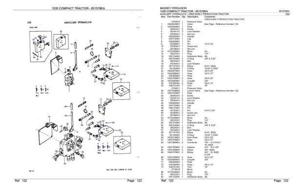 Massey Ferguson 1035 Compact Tractor Parts Catalog 651578EA 2