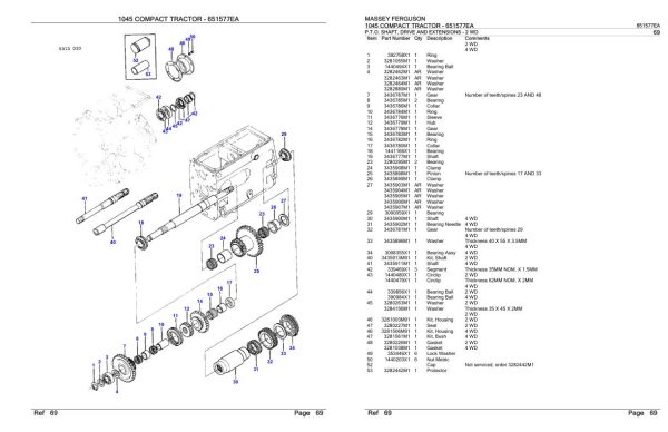 Massey Ferguson 1045 Compact Tractor Parts Catalog 651577EA 1