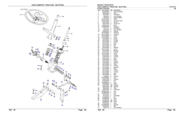 Massey Ferguson 1045 Compact Tractor Parts Catalog 651577EA 2