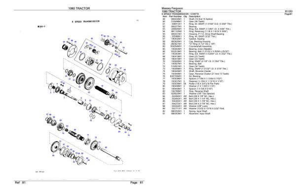 Massey Ferguson 1080 Tractor Parts Catalog 651260 1