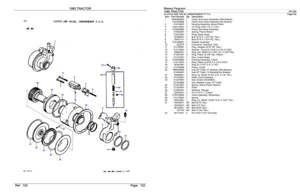 Massey Ferguson 1085 Tractor Parts Catalog 651326 1