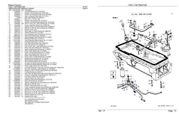 Massey Ferguson 1105 1135 Tractor Parts Catalog 651327 1