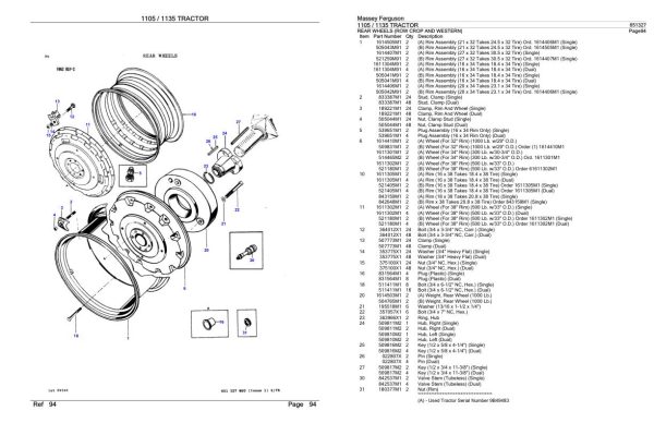 Massey Ferguson 1105 1135 Tractor Parts Catalog 651327 2