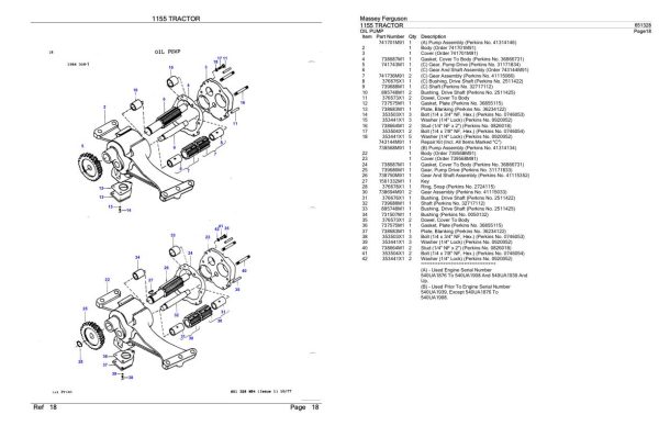 Massey Ferguson 1155 Tractor Parts Catalog 651328 1