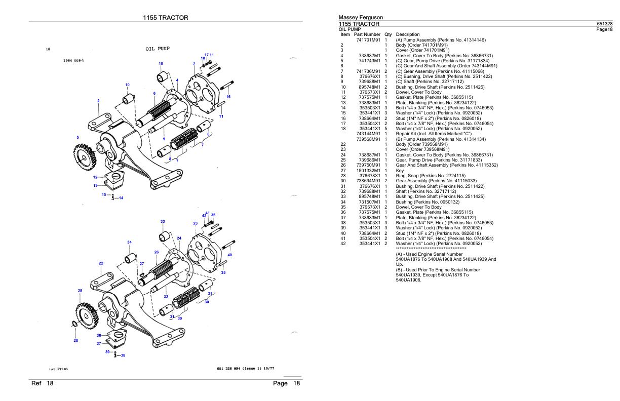 Massey Ferguson 1155 Tractor Parts Catalog 651328 1