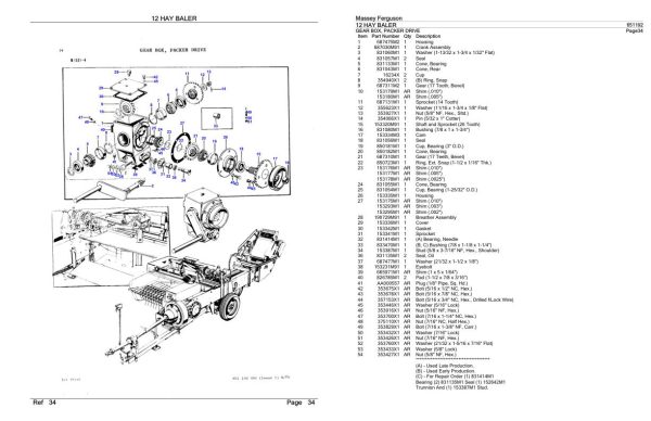Massey Ferguson 12 Hay Baler Parts Catalog 651192 1