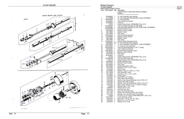 Massey Ferguson 12 Hay Baler Parts Catalog 651192 2