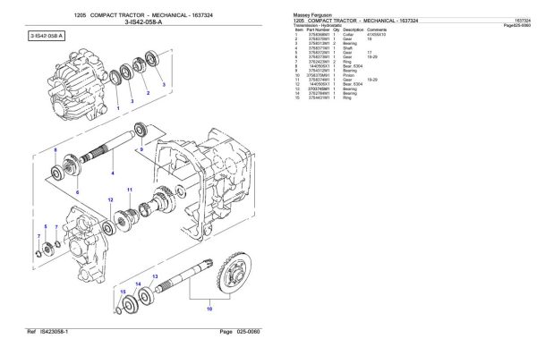 Massey Ferguson 1205 Compact Tractor Mechanical Parts Catalog 1637324 1