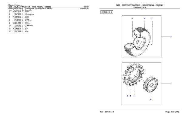 Massey Ferguson 1205 Compact Tractor Mechanical Parts Catalog 1637324 2