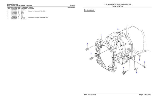 Massey Ferguson 1210 Compact Tractor Parts Catalog 1637266 1