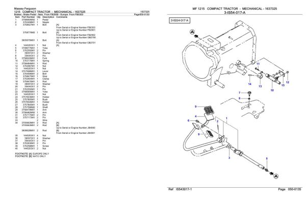 Massey Ferguson 1215 Compact Tractor Mechanical Parts Catalog 1637325 1