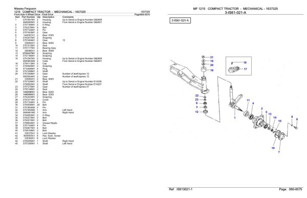 Massey Ferguson 1215 Compact Tractor Mechanical Parts Catalog 1637325 2