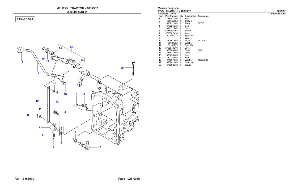 Massey Ferguson 1225 Tractor Parts Catalog 1637357 1