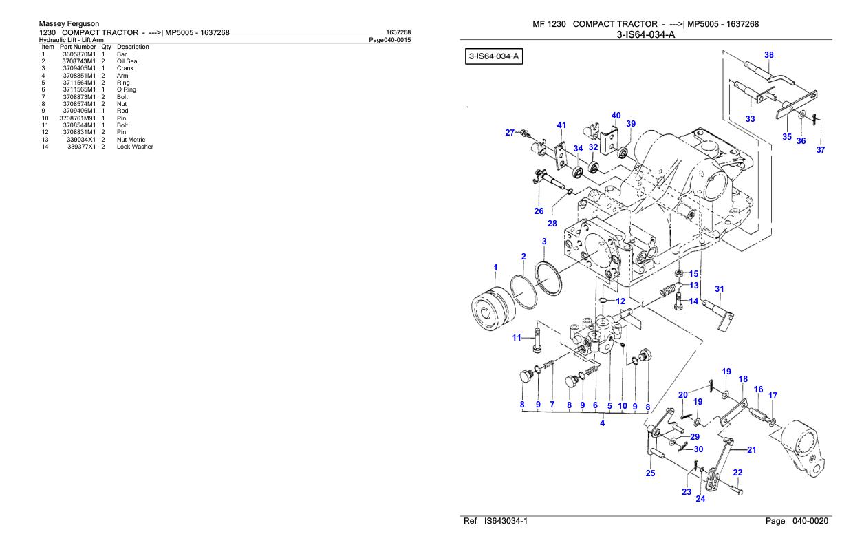 Massey Ferguson 1230 Compact Tractor Parts Catalog 1637268 1