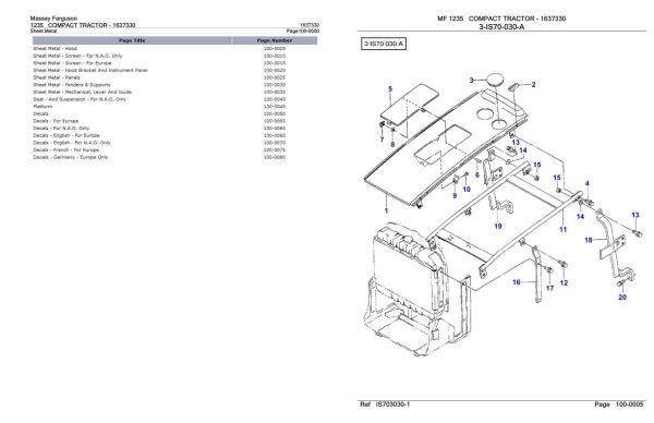 Massey Ferguson 1235 Compact Tractor Parts Catalog 1637330 2