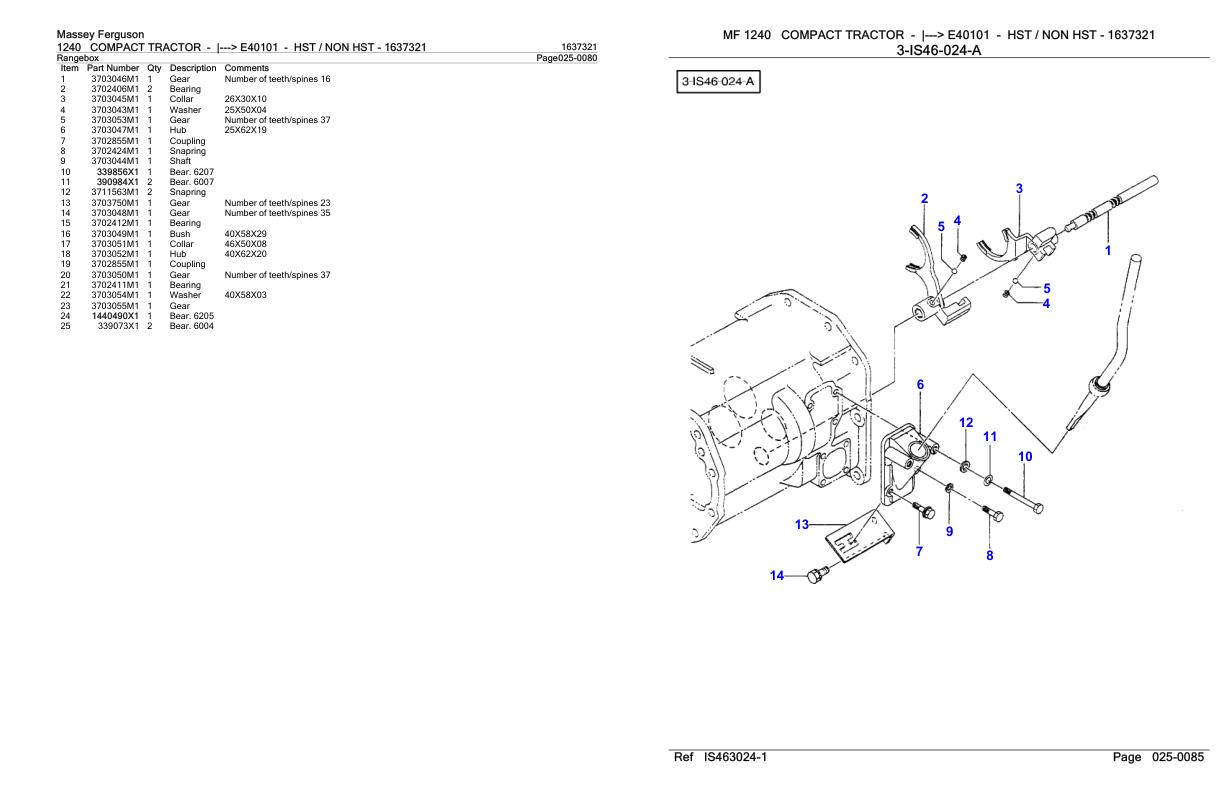 Massey Ferguson 1240 Compact Tractor Parts Catalog 1637321 1