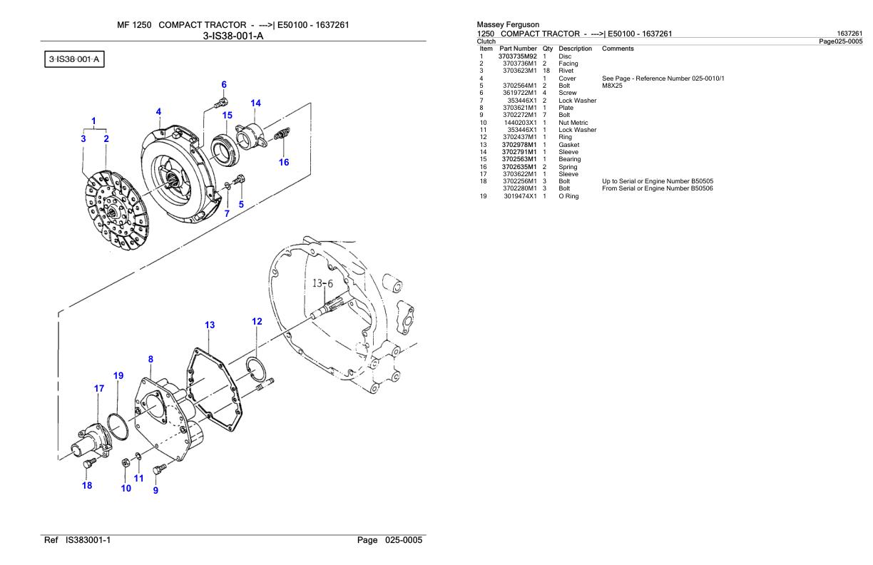 Massey Ferguson 1250 Compact Tractor Parts Catalog 1637261 1