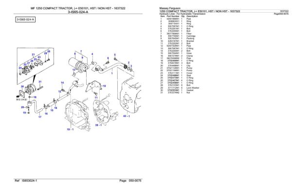 Massey Ferguson 1250 Compact Tractor Parts Catalog 1637322 1