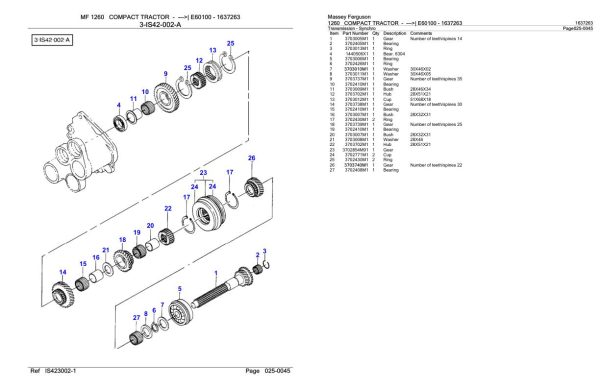 Massey Ferguson 1260 Compact Tractor Parts Catalog 1637263 1