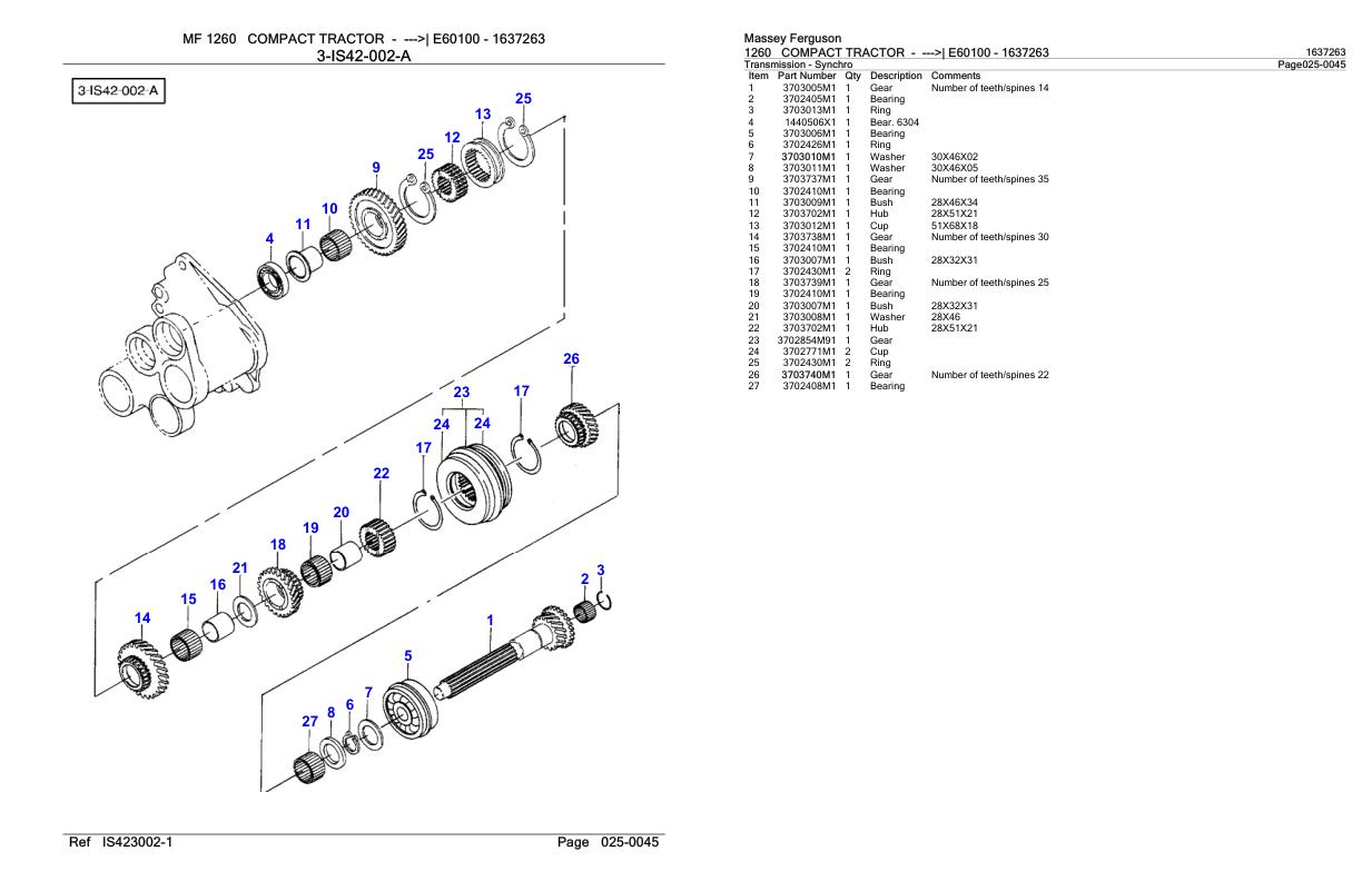 Massey Ferguson 1260 Compact Tractor Parts Catalog 1637263 1