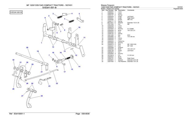 Massey Ferguson 1325 1335 1345 Compact Tractor Parts Catalog 1637431 1