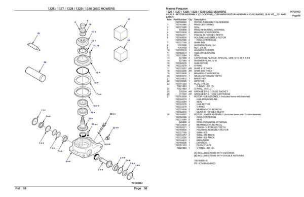 Massey Ferguson 1326 1327 1328 1329 1330 Disc Mower Parts Catalog 00729062 2