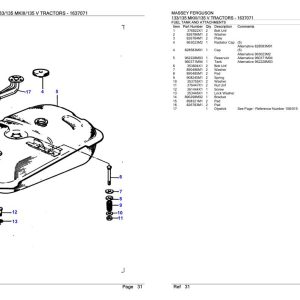 Massey Ferguson 133 135 MKIII 135 V Tractor Parts Catalog 1637071 1