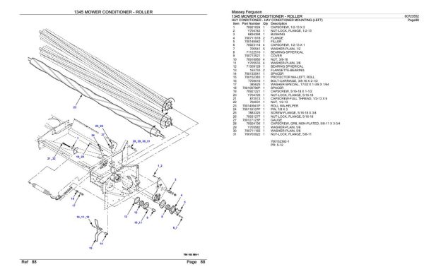 Massey Ferguson 1345 Mower Conditioner Roller Parts Catalog 00723552 1