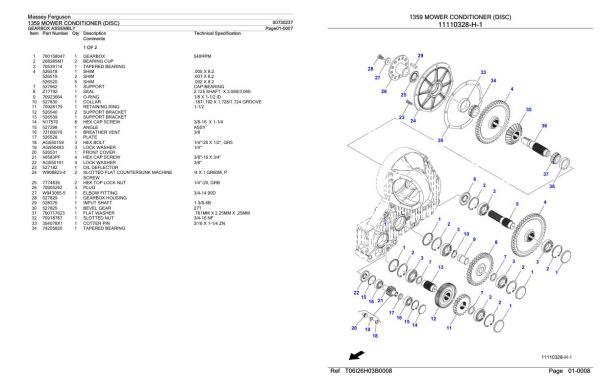 Massey Ferguson 1359 Mower Conditioner Disc Parts Catalog 00730237 2