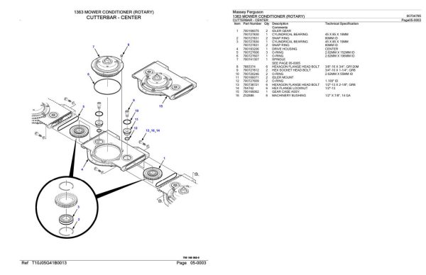 Massey Ferguson 1363 Mower Conditioner Rotary Parts Catalog 00734795 1