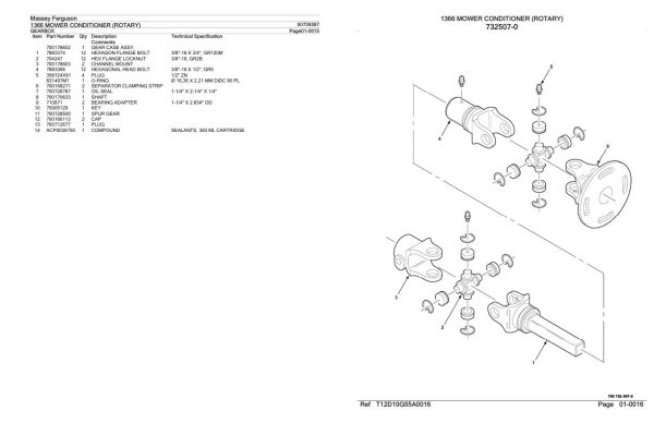 Massey Ferguson 1366 Mower Conditioner Rotary Parts Catalog 00739397 1