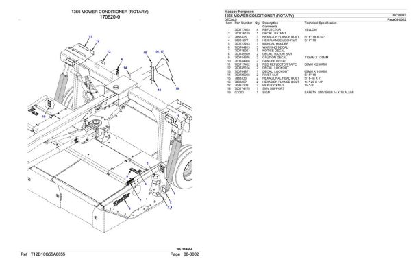 Massey Ferguson 1366 Mower Conditioner Rotary Parts Catalog 00739397 2