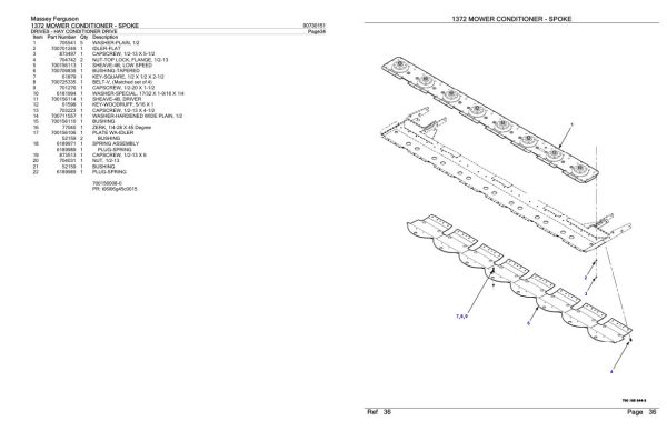 Massey Ferguson 1372 Mower Conditioner Spoke Parts Catalog 00730151 1