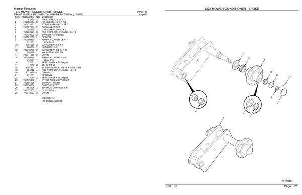 Massey Ferguson 1372 Mower Conditioner Spoke Parts Catalog 00730151 2