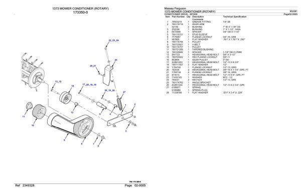 Massey Ferguson 1373 Mower Conditioner Rotary Parts Catalog 652281 1