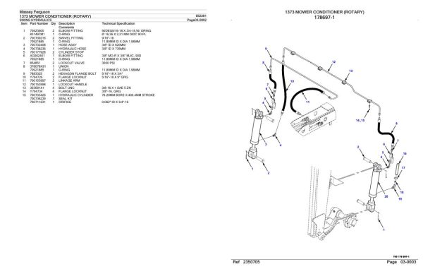 Massey Ferguson 1373 Mower Conditioner Rotary Parts Catalog 652281 2
