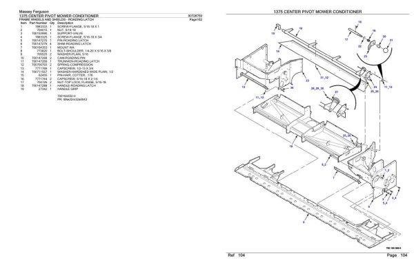 Massey Ferguson 1375 Center Pivot Mower Conditioner Parts Catalog 00728759 2