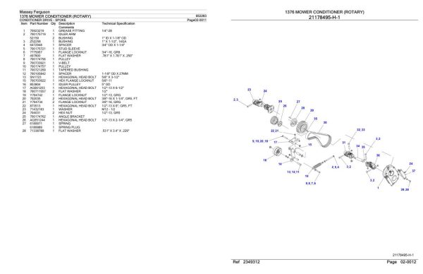 Massey Ferguson 1376 Mower Conditioner Rotary Parts Catalog 652283 1