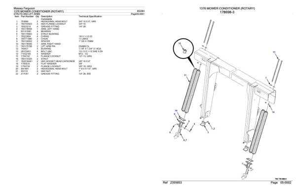 Massey Ferguson 1376 Mower Conditioner Rotary Parts Catalog 652283 2