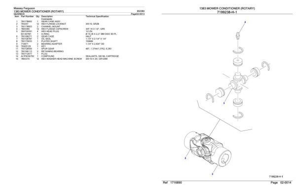 Massey Ferguson 1383 Mower Conditioner Rotary Parts Catalog 652384 1