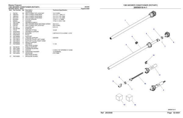 Massey Ferguson 1383 Mower Conditioner Rotary Parts Catalog 652384 2