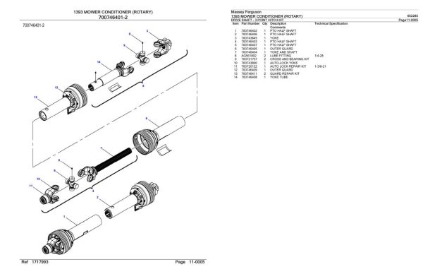 Massey Ferguson 1393 Mower Conditioner Rotary Parts Catalog 652285 1