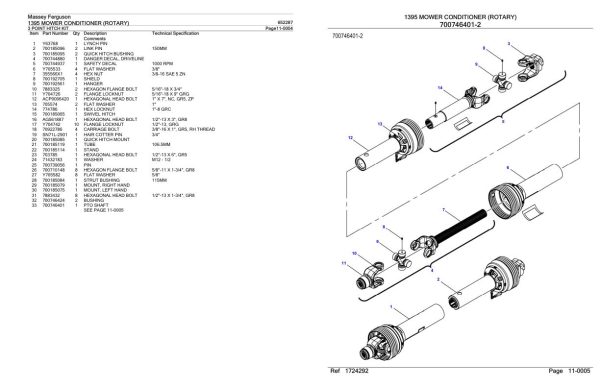 Massey Ferguson 1395 Mower Conditioner Rotary Parts Catalog 652287 1